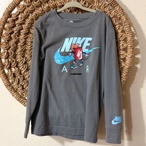 Nike Gray and Blue Long Sleeve Kids Tee